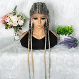 36" 27/613 Blonde Cornrow Braided Wig | Lace Frontal Box Braids | Synthetic Wig with Baby Hair for Black Women