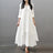 Women Elegant Linen White Dresses Bohemia Layering Vintage Robe Long Sleeve Loose Long Dress Female Autumn Vestidos - Lootquake