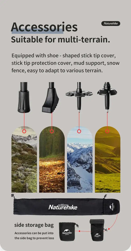 Naturehike Trekking Poles 2pcs Carbon Fiber Collapsible Telescopic Sticks Lightweight Walking Hiking Stick Climbing Stick - Lootquake
