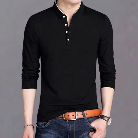 Unicolor Pullover Gym Mens Polo Shirts 100℅ Cotton Plain Male Sweatshirts Quotes Long Sleeve Regular Fit Designer Korean Autumn - Lootquake