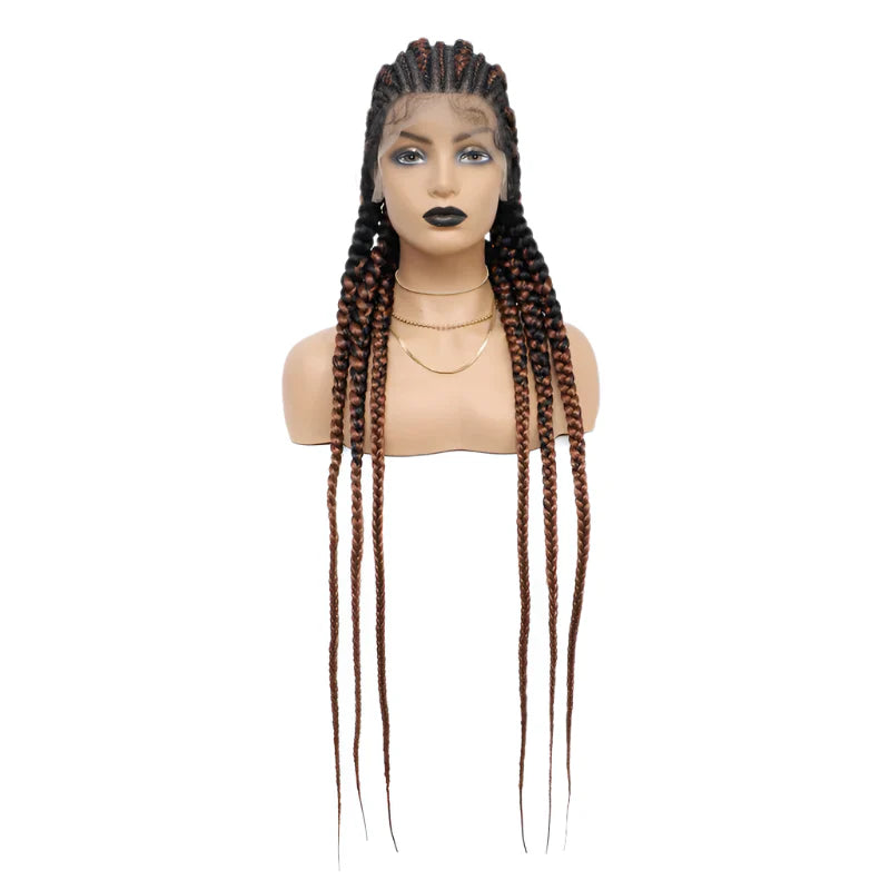 36" Cornrows & Faux Locs Braided Wig | Jumbo Box Braids | Full Lace | Synthetic Hair | Black Women