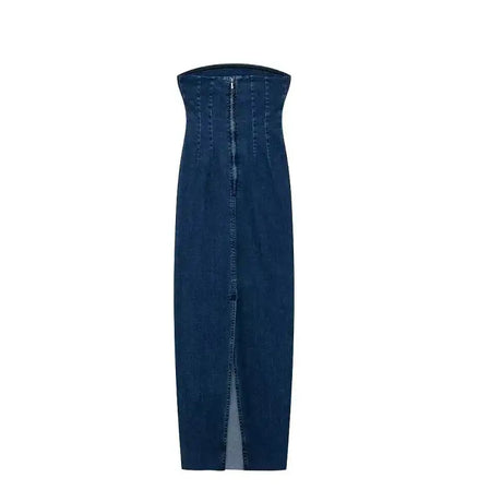 TRAF Off Shoulder Denim Dress Woman Blue Corset Long Dress Women Midi Bodycon Dresses For Women 2023 Elegant Party Dresses - Lootquake