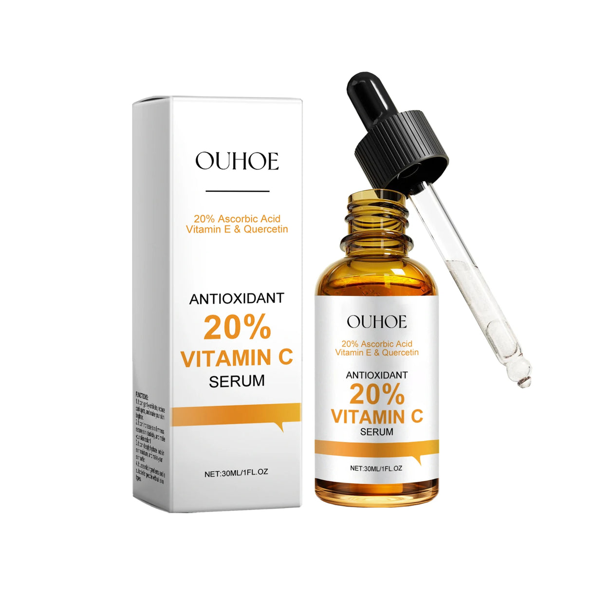 Suero facial con vitamina C, antiedad, hidratación profunda, atenúa arrugas finas, ilumina, hidrata, repara y nutre la piel.