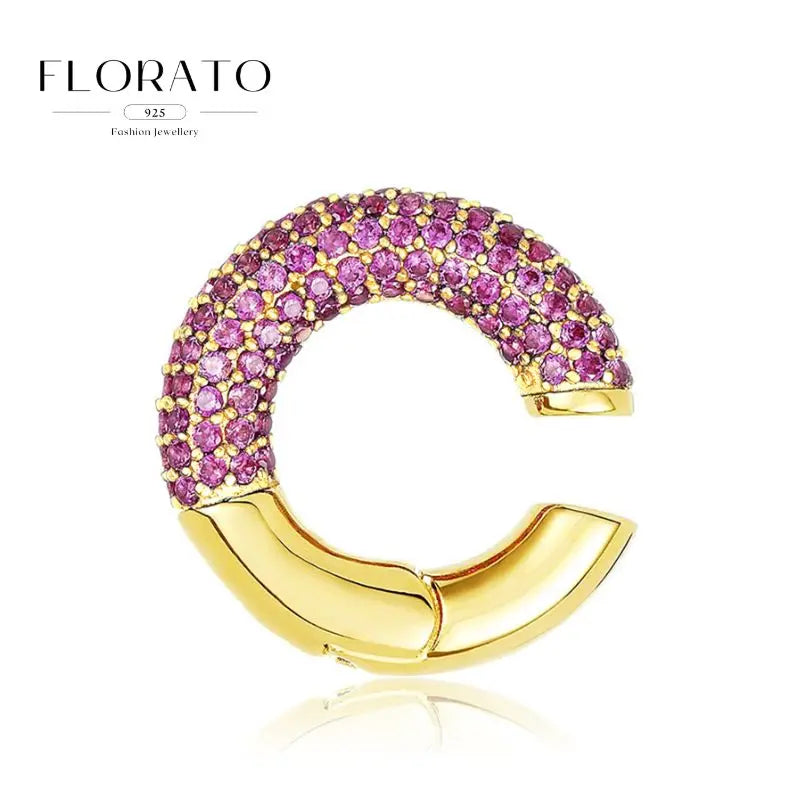 Pendientes de plata de ley 925 con microincrustaciones de circonitas en forma de aro y hebilla geométrica de lujo, joyería de moda, regalo al por mayor
