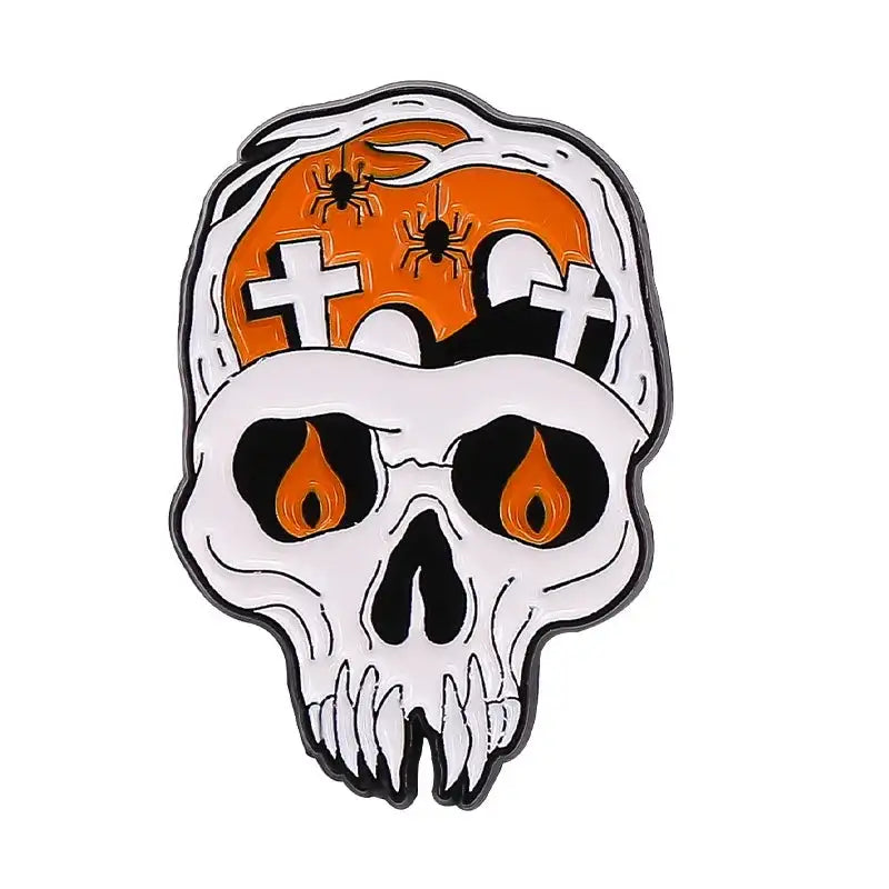Broche estilo punk con forma de calavera y rosa, con forma de corazón, para Halloween, con forma de cabeza de gato, brújula, sombrero de mago, gato negro, broches de aleación, insignias de esmalte, alfileres de solapa