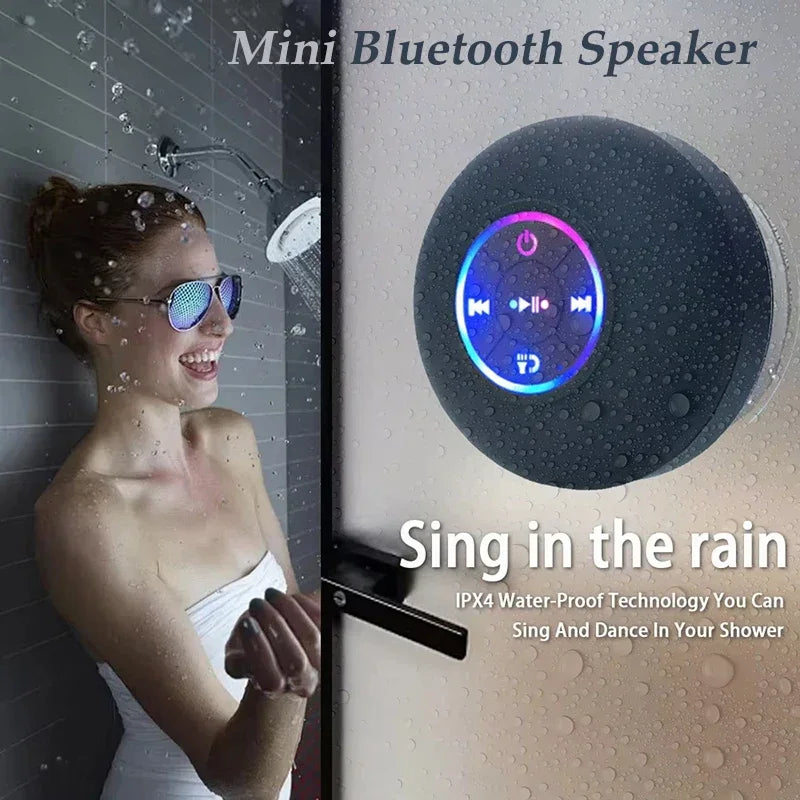Wireless Bluetooth Speaker IPX4 Waterproof Loudspeaker Long lasting Mini Stereo LED Bathroom Sound Box With Powerful Suction