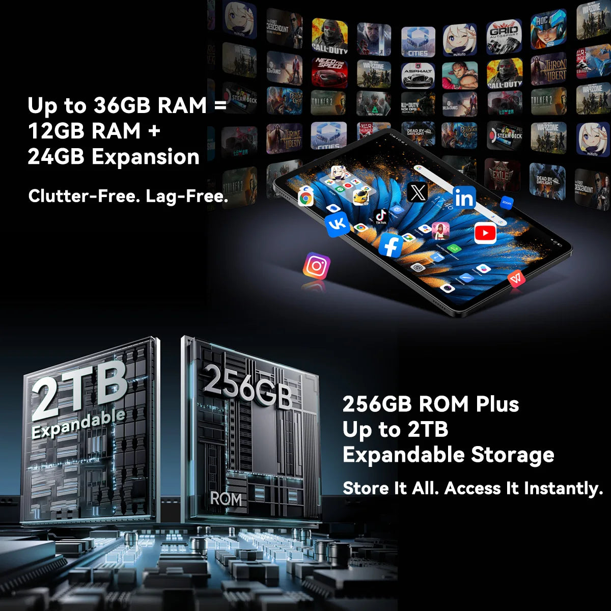 Tablette PC Blackview MEGA 2 12'' 2K FHD+ Unisoc T615 12 Go + 12 Go RAM 256 Go ROM Batterie 9000 mAh 16 MP Android 15 Tablettes 4G