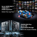 Tablette PC Blackview MEGA 2 12'' 2K FHD+ Unisoc T615 12 Go + 12 Go RAM 256 Go ROM Batterie 9000 mAh 16 MP Android 15 Tablettes 4G
