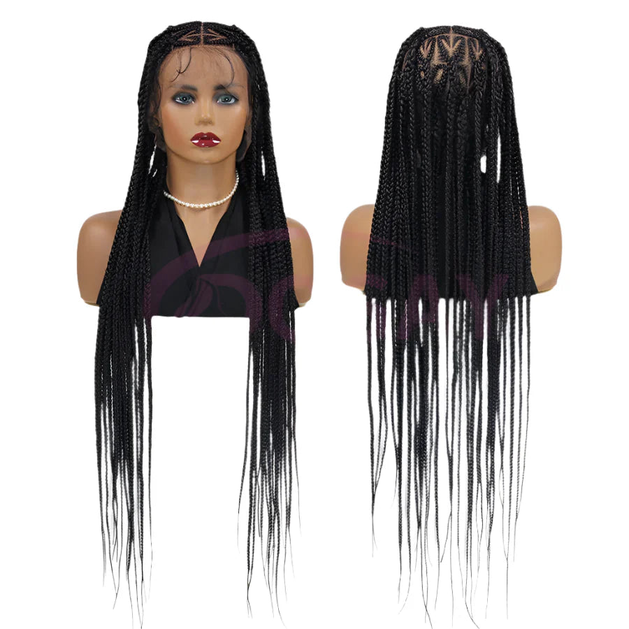 36" Heart Box Braids Lace Wig | Full Lace Cornrow Braids | Synthetic Braided Wig for Black Women | Clearance