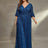 Mgiacy plus size V-neck bust pleated mid-long sleeve A-frame sequin long dress Evening gown PROM dress Party dress - Lootquake
