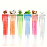 6pcs Fruit Moisturizing Lip Gloss Oil,Transparent Lipstick,Ve, Rosehip,Argan,Peppermintaloe,Coconut Flavor Lip Gel,Long Lasting