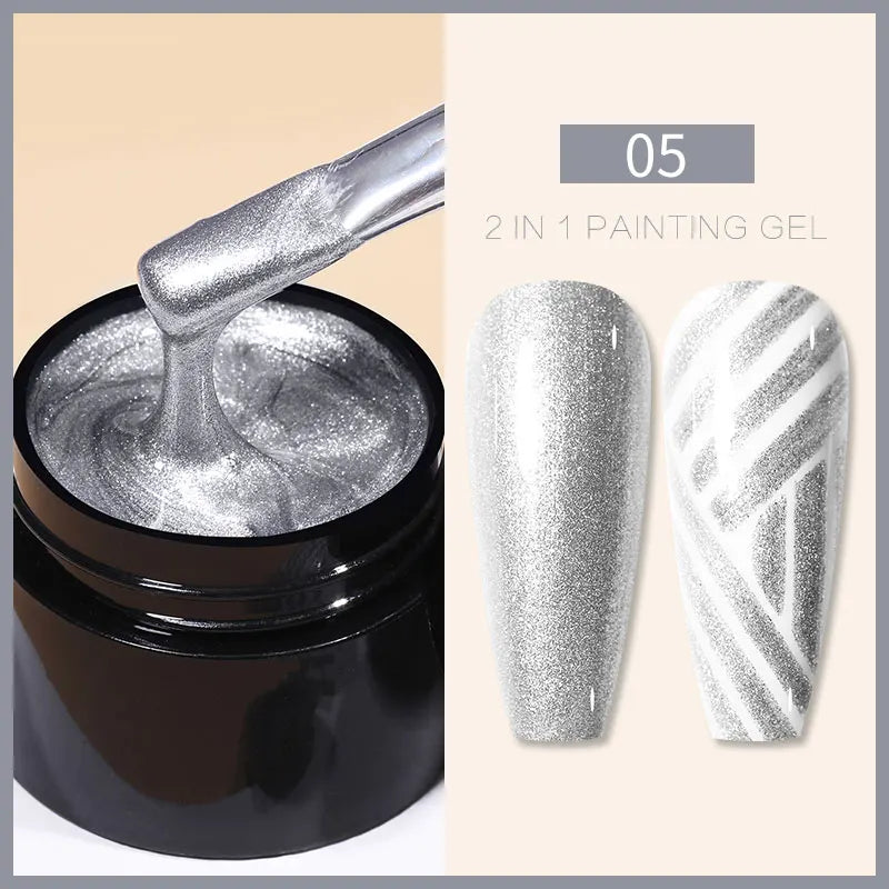 BORN PRETTY Metallic Painting Gel Gold Silver Mirror Effect Nail Polish Super Bright Drawing Line French Nail UV Painting Varnis