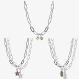 Silver Plated Women Link Chain Fine Necklace Fit Mini Dangle Charms DIY Fashion Pendant Collar - Lootquake