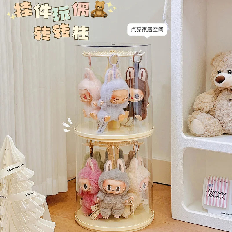 Labubu Pendant Display Box Rotating Transparent Labubu Doll Handmade Storage Display Stand Decorat Ornaments Collection Gifts