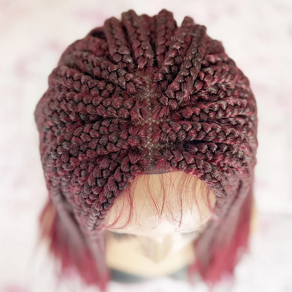 20-30 Inch Ombre Box Braids Wig | Lace Front | Short Braided Wigs for Black Women | High-Temperature Fiber