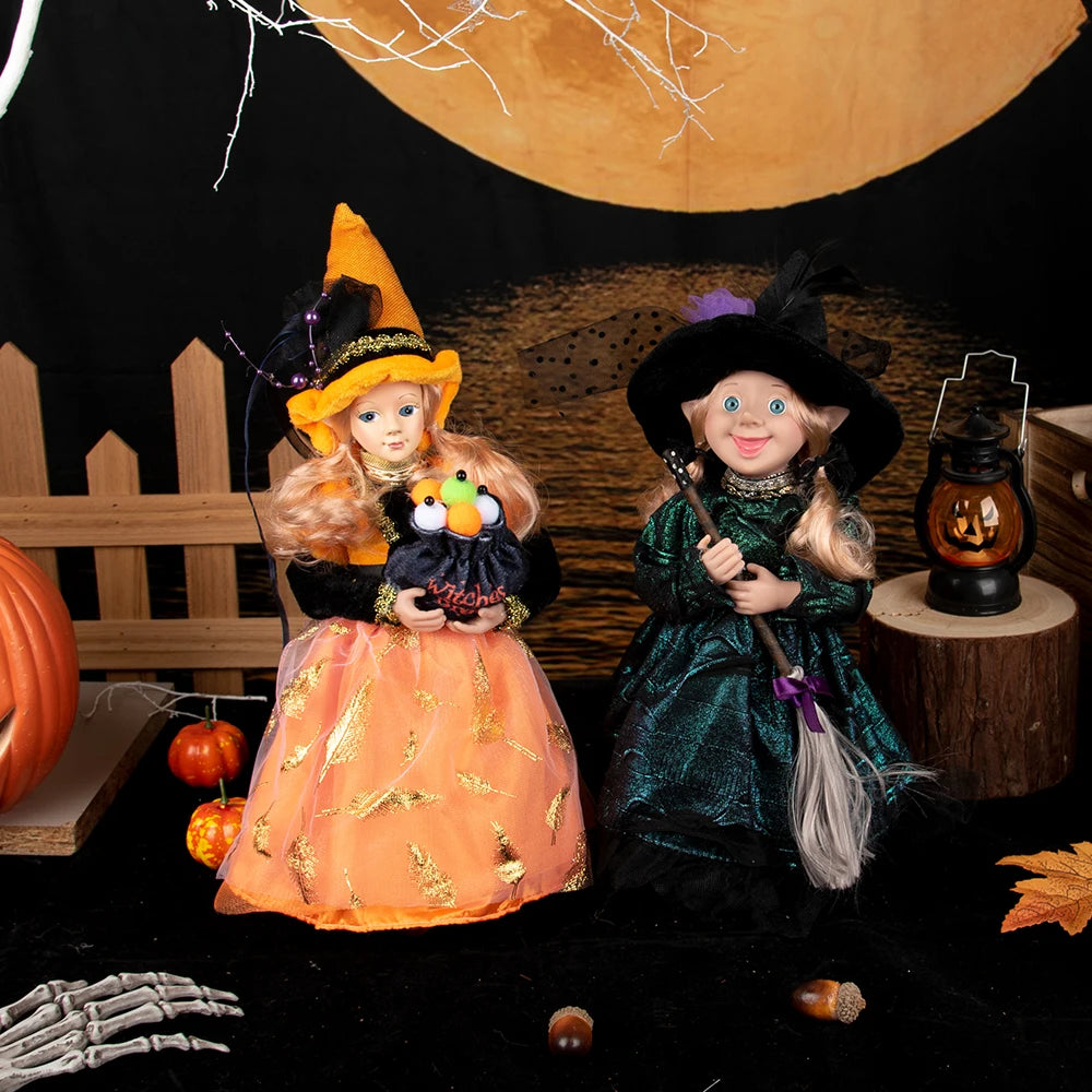 Halloween Witch Decoration Elf Boy Girl Doll Christmas Pendant Ornaments Home Decor Elf Hanging Decoration New Year Gifts