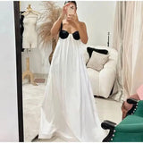 Sexy Backless Beach Dress Women 2024 Holiday Sleeveless Loose Slip  Long Dress Street Fashion Panelled Bandage Summer Lady Robe - Lootquake