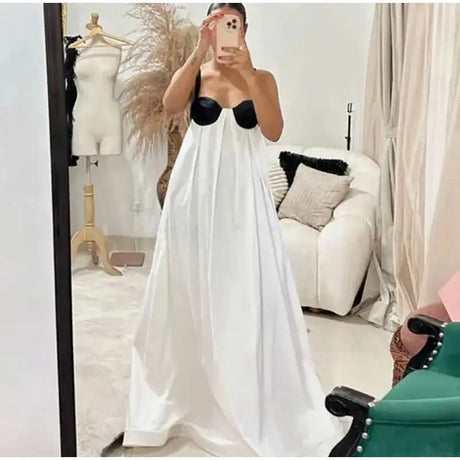 Sexy Backless Beach Dress Women 2024 Holiday Sleeveless Loose Slip  Long Dress Street Fashion Panelled Bandage Summer Lady Robe - Lootquake