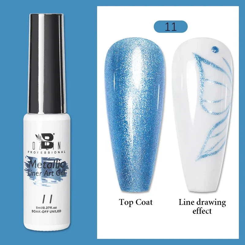 5ML Gold Silver Metallic Liner Paint Gel Polish Chrome Mirror Metal Effect Super Bright French UV LED Semi Permanent Nail Gel