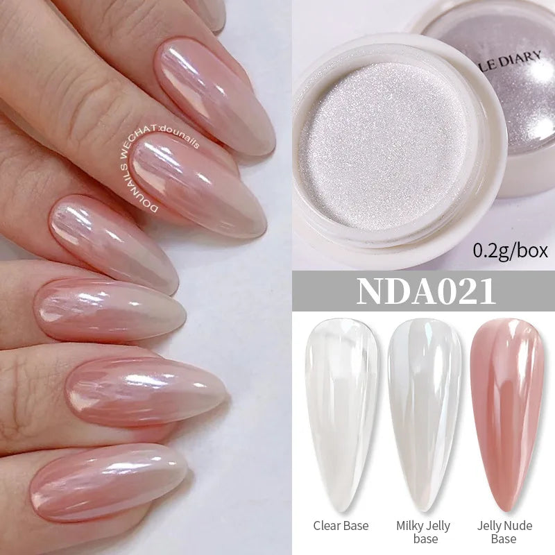 Moonlight Mirror Nail Powder Aurora Silver Glitter Metallic Effect UV Gel Polish for Manicure DIY Nail  Art Design Decoration