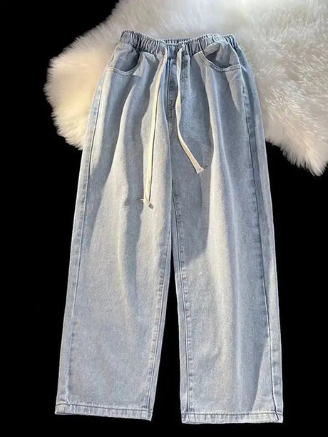 Thicken Velvet Lined Casual Wide Leg Jean  Warm Fashion High Waist Cowboy New Vaqueros  Winter Basic Snow Wear Women Denim Pants - Lootquake