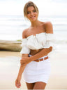 crop tops women 2019 summer lantern sleeve sexy strapless beach tops  red black white ruched crop top tank top croptop - Lootquake