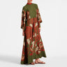 Ethnic Retro Spring Print Boho Long Dress Women Sexy Stand Collar Lace-up Party Dress Fall Long Sleeve Loose Ladies Maxi Dresses - Lootquake