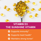 Vitamina D3 2000 UI 50 mcg Cápsulas de vitamina D3 Función muscular saludable Ayuda a mantener la salud inmunológica Huesos y dientes fuertes