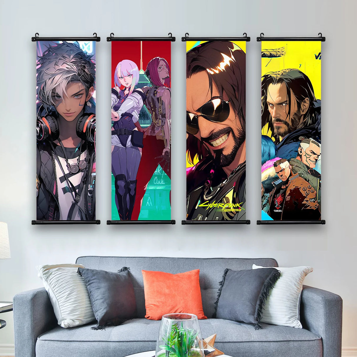 Papier peint de film cyberpunk, œuvre d'art murale, peinture sur toile, image imprimée, affiche suspendue, décoration de salle de jeux, maison
