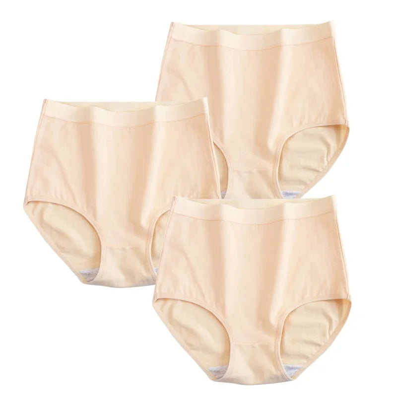 3Pcs/Set Cotton Panties Women Seamless Underwear High Rise Panties Comfort Solid Color Female Underpants Sexy Lingerie M-XXXL