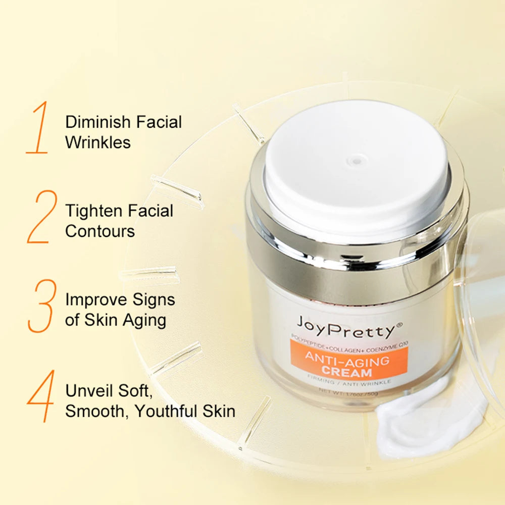 Crema facial antiarrugas con colágeno, coenzima Q10 y péptidos, lifting de líneas finas, regula la flacidez de la piel, cremas hidratantes faciales JoyPretty
