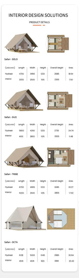 Hunted Tent Safe Sturdy 900D Oxford Cloth Wood Safari Hotel Tent Glamping Four Seasons Cabin Tiny Safari Tents Chinese Suppliers - Lootquake