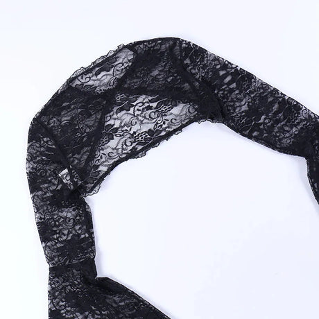 Lace Shrugs Sheer Crop Tops Long Bell Sleeves Cardigan Women Dark Gothic Wedding Punk Sexy Crochet Bolero Cover Up Shirt - Lootquake