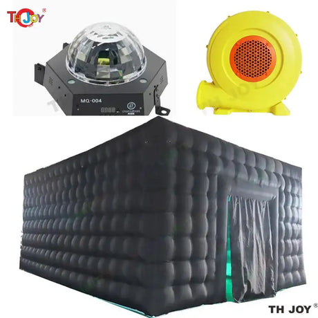 8x6m Black Inflatable Nightclub Tent with Disco Light N Fog Machine Portable Carnival Inflatable Party Tent House - Lootquake