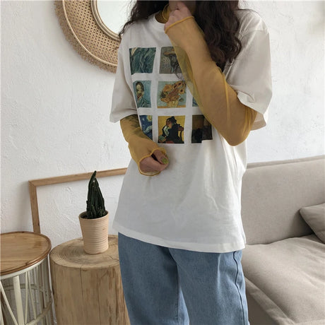 Neon Shirt for Women Long Sleeve Stand Collar Sheer Top Yellow Gold Mesh Blouse Sexy Party Club Streetwear Hip Hop Tee Tops - Lootquake