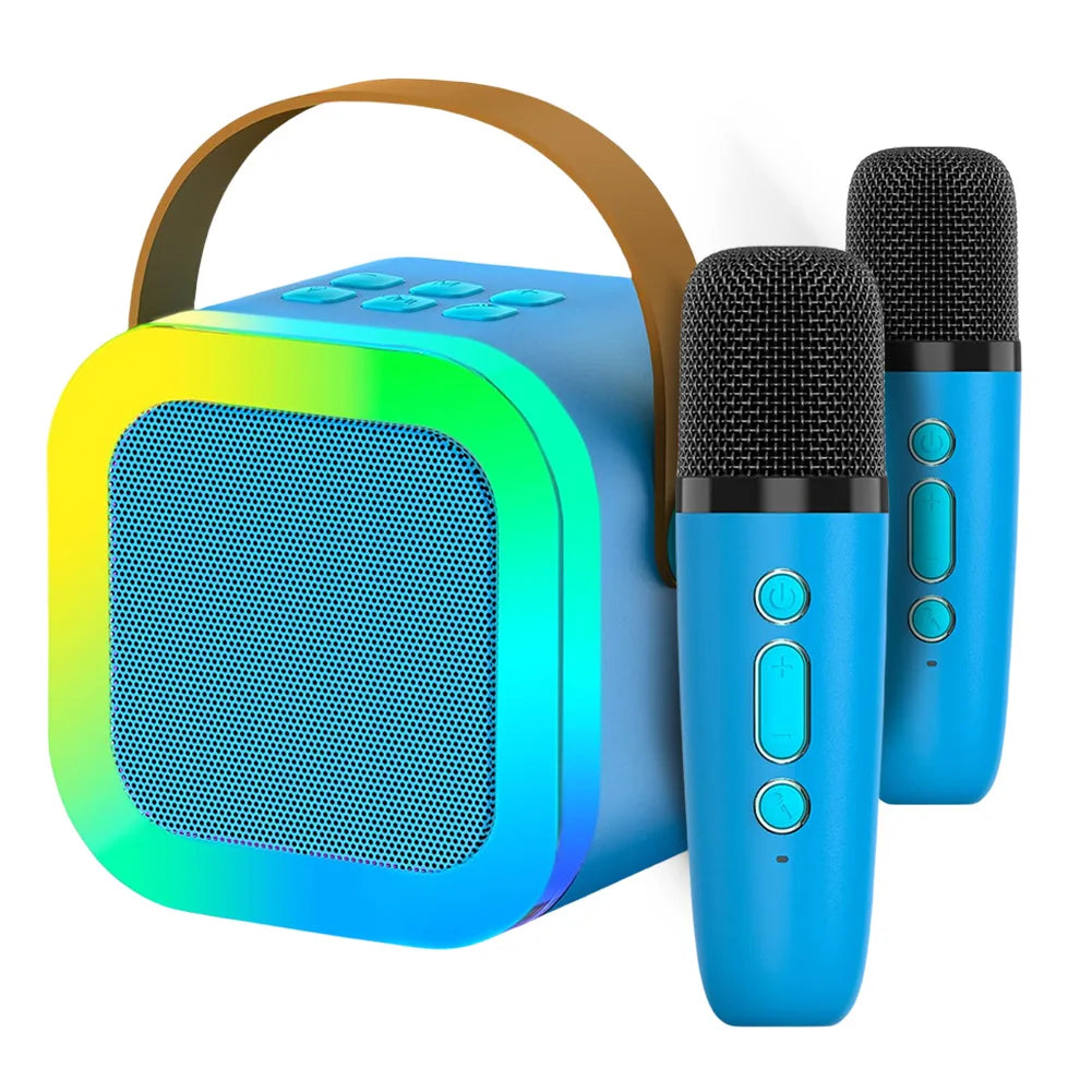 Máquina de karaoke Bluetooth 5.3 con micrófono inalámbrico y luces LED ajustables, mini altavoz para niños y adultos.