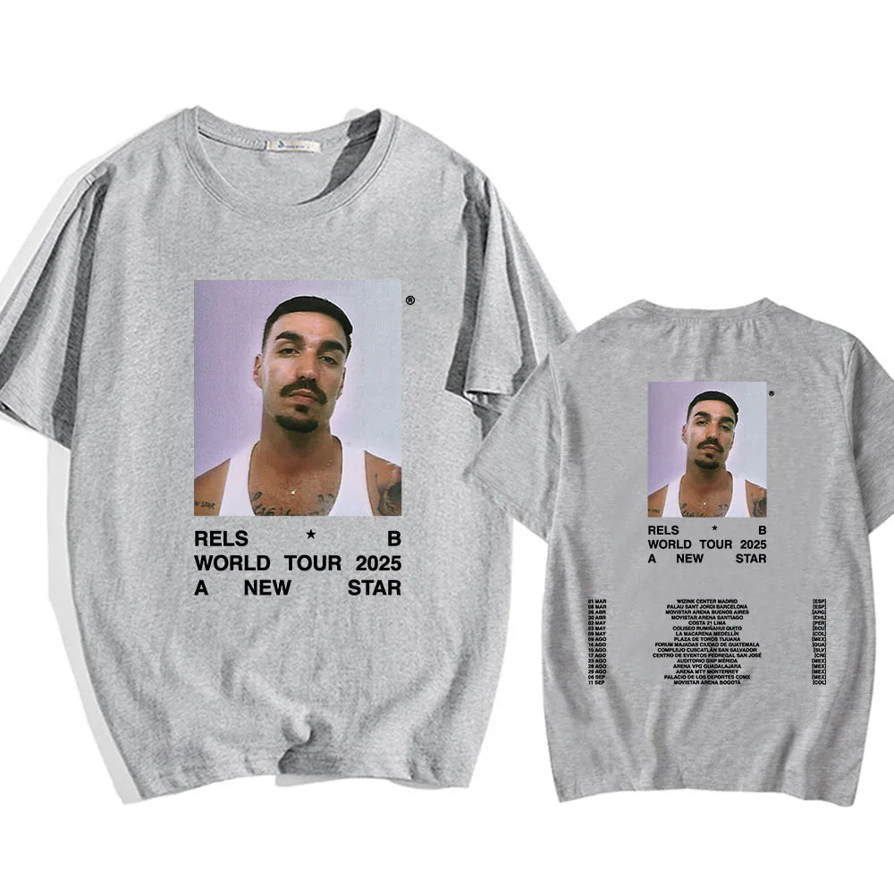 A New Star World Tour 2025 Rels B Tshirt Hip Hop Unisex Streetwear Short Sleeve Round Neck Mens Tee-shirt Print Clothing Casual - Lootquake