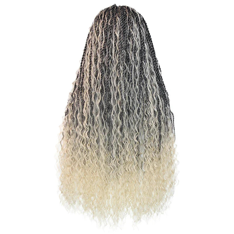32" Bohemian Twist Braided Full Lace Wig | Curly Ends | Lightweight Synthetic Braids | Black Women
