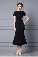Long Dress Summer 2022 new purple nail drill elegant temperament close waist fish tail evening dress - Lootquake