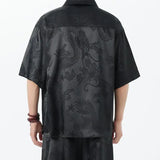 M-5XL Plus Size Men Kung Fu Shirt Hot Chinese Traditional Men's Casual Top Dragon Pattern Short Sleeve Summer Clothing for Male - Lootquake