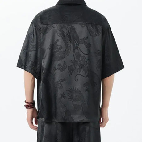 M-5XL Plus Size Men Kung Fu Shirt Hot Chinese Traditional Men's Casual Top Dragon Pattern Short Sleeve Summer Clothing for Male - Lootquake