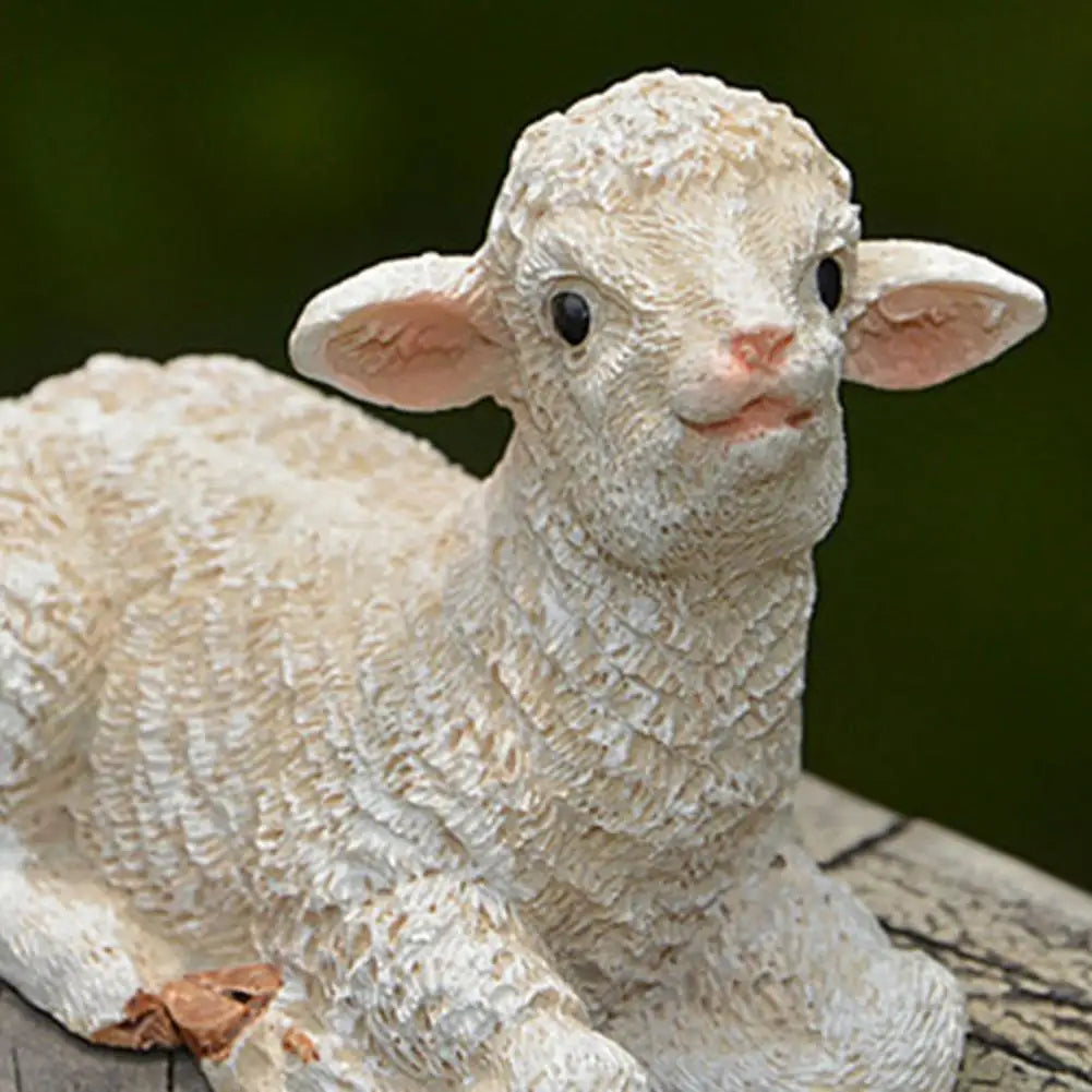 Sheep Sculpture  Cute Micro Landscape Sheep Sculpture  Synthetic Resin Animal Figurine