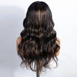 180% Density 1B/27 Ombre Highlight Body Wave Wig | 4x4 Transparent Lace Front Brazilian Human Hair (Pre-Plucked)