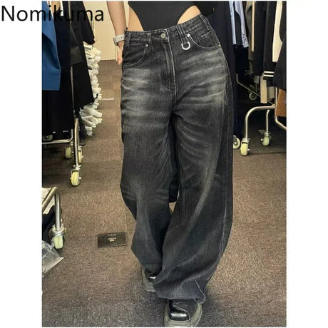 Pantalon Femme Autumn Winter Wide Leg Pants High Waisted Loose Jeans Woman Vintage Street Fashion Harajuku Y2K Pant Trousers - Lootquake