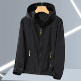 Chaqueta cortavientos de verano 2023 para hombre, talla grande, con protección solar, estilo coreano, ultrafina, con cremallera y capucha