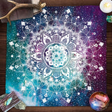 Nappe de tarot mandala bleu, nappe de vie florale pour tarot, ciel étoilé mystique, nappe d'autel Wicca, tapis de jeu de cartes