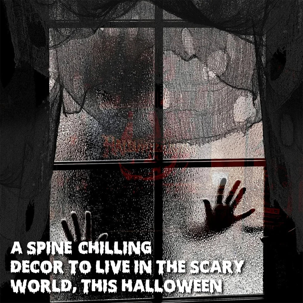 76x183cm Halloween Decorations Black Creepy Gauze Cloth Window Table Door Net Spooky Fancy Dress Party Haunted House Wall Decor
