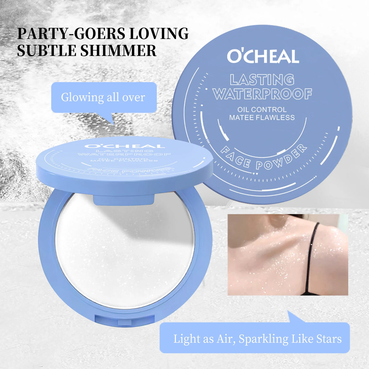 Polvos fijadores mate Ocheal para rostro, control de grasa, ligeros, radiantes, base de maquillaje, polvos compactos, maquillaje de cobertura total, cosmético