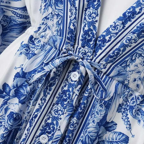 2025 Boho Print Half Sleeve Long Dress Women Fashion Japanese Kimono Lace-Up Robe Summer Sundress Holiday Beach Dress Vestidos - Lootquake