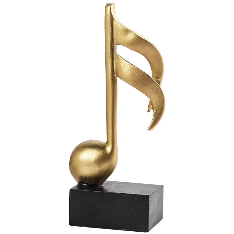 Figuras de notas musicales para decoración del hogar, esculturas de resina doradas, adornos para escritorio, piano, oficina, TV, mueble, recuerdos.